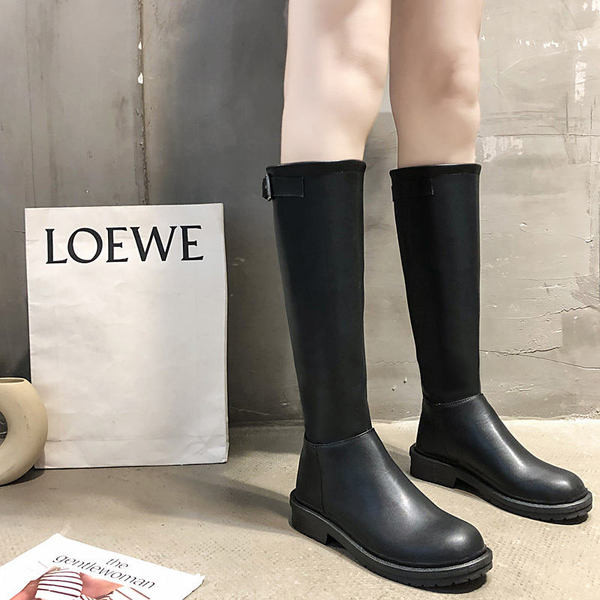 Cizme de dama din piele ecologica cu catarama de culoare neagra