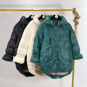 Μακρύ χειμωνιάτικο ασύμμετρο μπουφάν σε τρία χρώματα