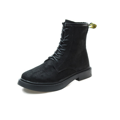 Γυναικείες μπότες με κορδόνι σε μαύρο και καφέ χρώμα