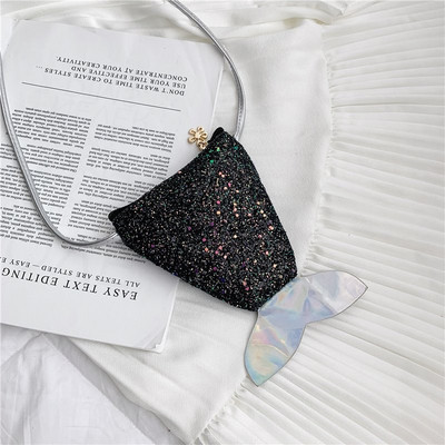 Geanta pentru copii cu paiete si coada de sirena 3D