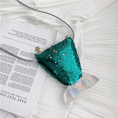 Geanta pentru copii cu paiete si coada de sirena 3D