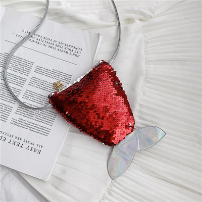 Geanta pentru copii cu paiete si coada de sirena 3D