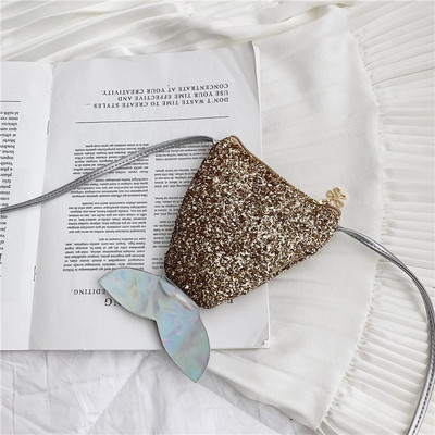 Geanta pentru copii cu paiete si coada de sirena 3D