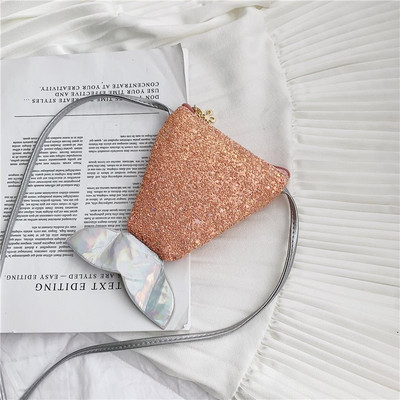 Geanta pentru copii cu paiete si coada de sirena 3D