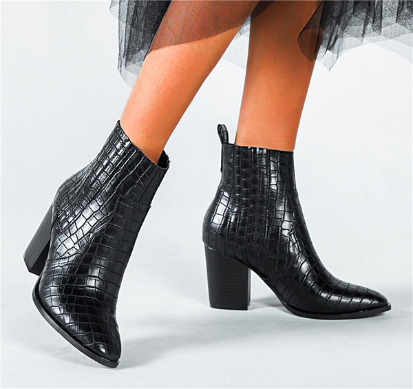 Cizme casual de dama din piele ecologica in albastru si negru