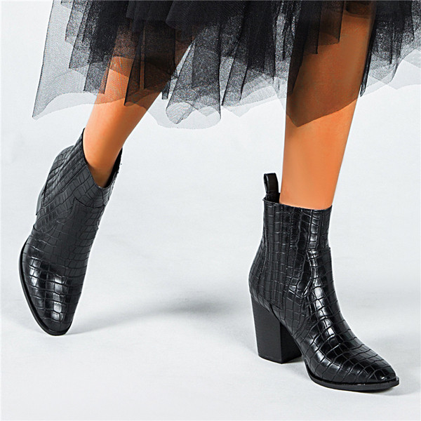 Cizme casual de dama din piele ecologica in albastru si negru