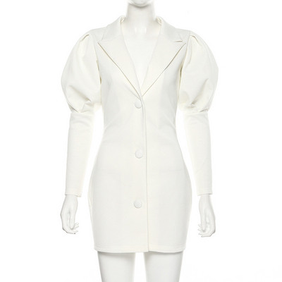 Rochie de damă cu decolteu adânc și mâneci lungi în culoarea albă