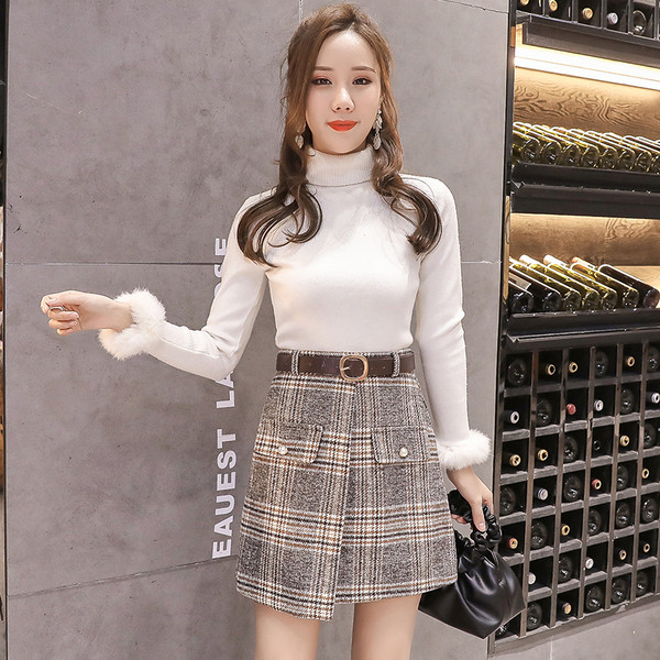 Fusta de dama actuala cu curea - model asimetric