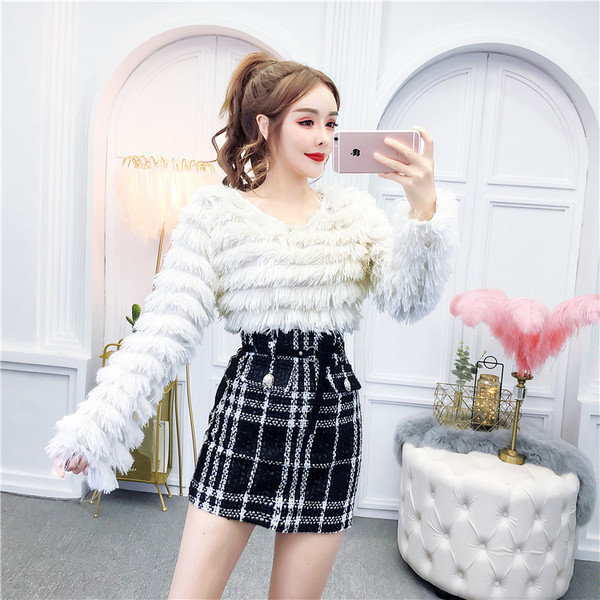 Bluză de damă modernă cu franjuri în alb și negru