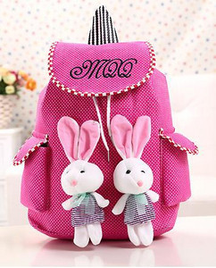 Rucsac pentru copii cu iepurași 3D în culorile roz, portocaliu, verde și albastru