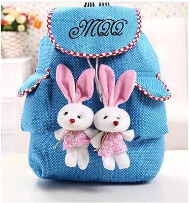 Rucsac pentru copii cu iepurași 3D în culorile roz, portocaliu, verde și albastru