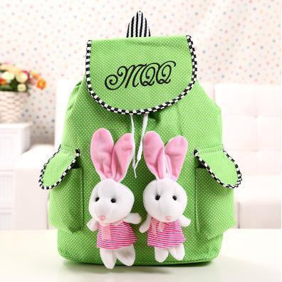 Rucsac pentru copii cu iepurași 3D în culorile roz, portocaliu, verde și albastru