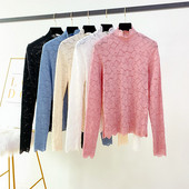 Bluza de dama moderna din dantela cu guler polo in mai multe culori