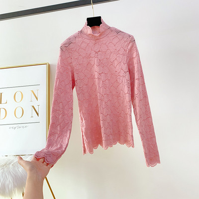 Bluza de dama moderna din dantela cu guler polo in mai multe culori