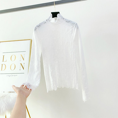 Bluza de dama moderna din dantela cu guler polo in mai multe culori