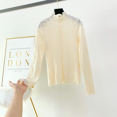 Bluza de dama moderna din dantela cu guler polo in mai multe culori