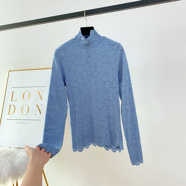 Bluza de dama moderna din dantela cu guler polo in mai multe culori