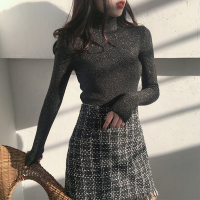 Γυναικεία πλεκτή μπλούζα με κολάρο πόλο σε τρία χρώματα