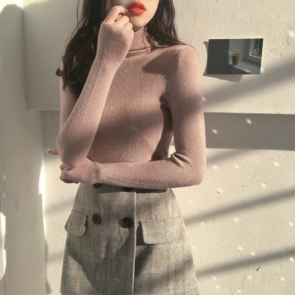 Γυναικεία πλεκτή μπλούζα με κολάρο πόλο σε τρία χρώματα