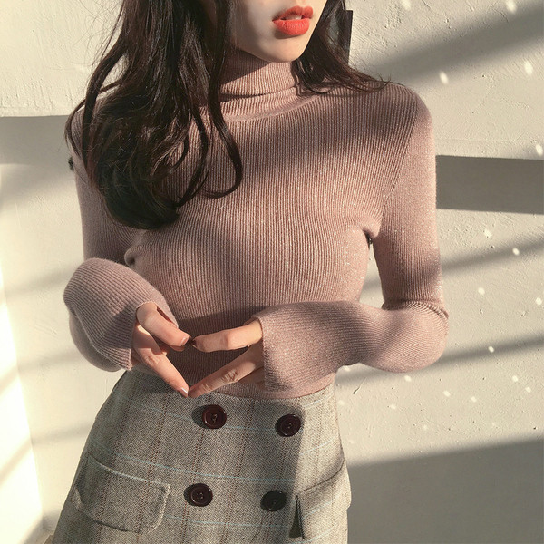 Γυναικεία πλεκτή μπλούζα με κολάρο πόλο σε τρία χρώματα