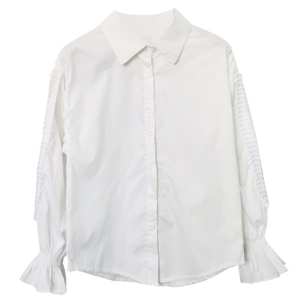 Cămașă de damă cu guler clasic în alb și negru