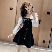 Rochie casual dama cu nasturi de culoare neagra - model croiat