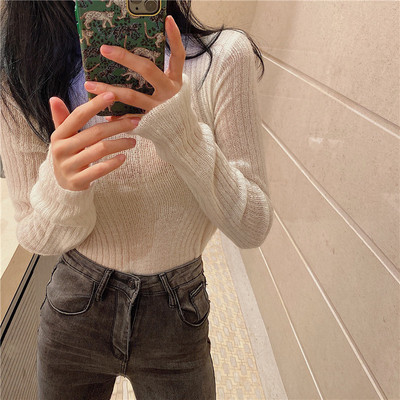 Bluza dama tricot subtire cu guler polo - multe culori