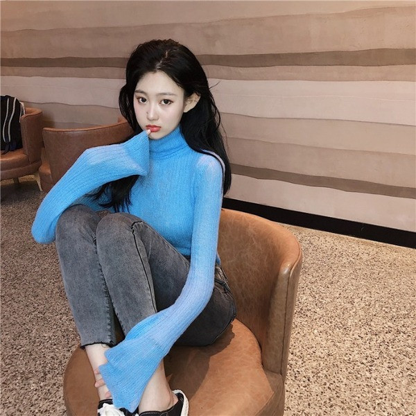 Bluza dama tricot subtire cu guler polo - multe culori