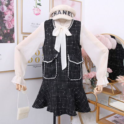 Set rochie + camasa de dama model nou in bej si negru