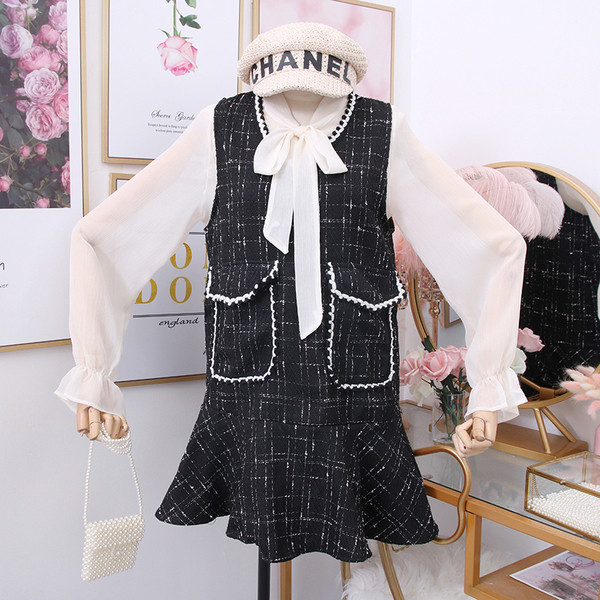 Set rochie + camasa de dama model nou in bej si negru