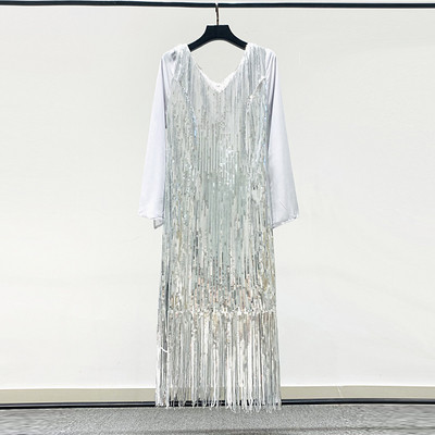 Γυναικείο φόρεμα με μακριά μανίκια και πούλιες σε μαύρο και χρυσό χρώμα