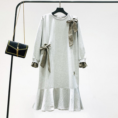 Γυναικείο φθινοπωρινό φόρεμα με μακριά μανίκια και κορδέλες