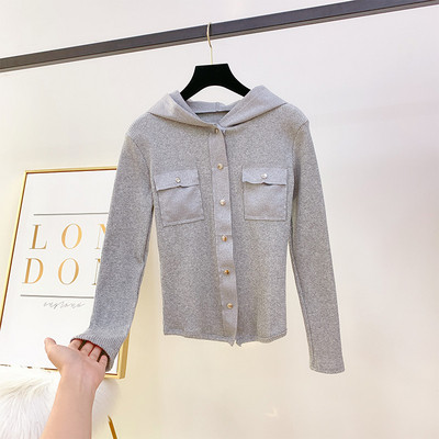 Γυναικεία μπλούζα με κουμπιά και κουκούλα σε τρία χρώματα