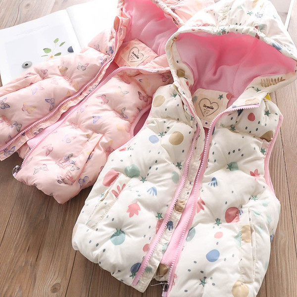 Noul model de vestă pentru copii de zi cu zi pentru fete în alb și roz