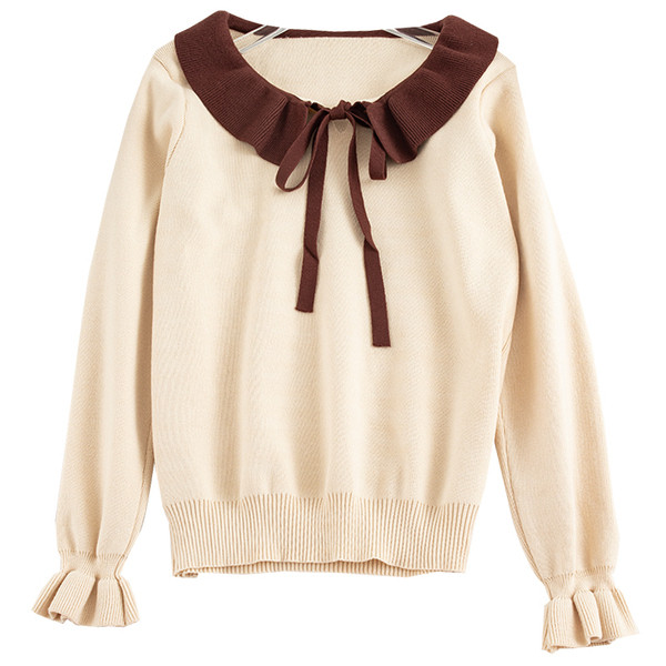 Pulover de dama casual cu cravate si maneci lungi in mai multe culori