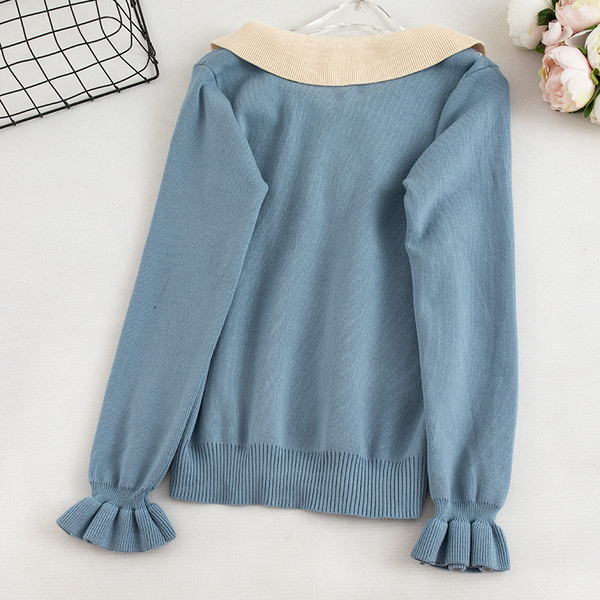 Pulover de dama casual cu cravate si maneci lungi in mai multe culori