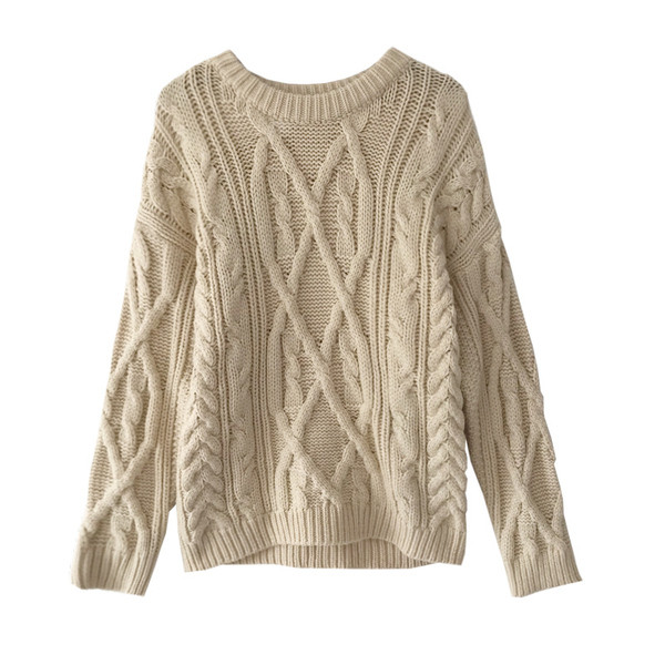 Pulover gros de dama de culoare bej