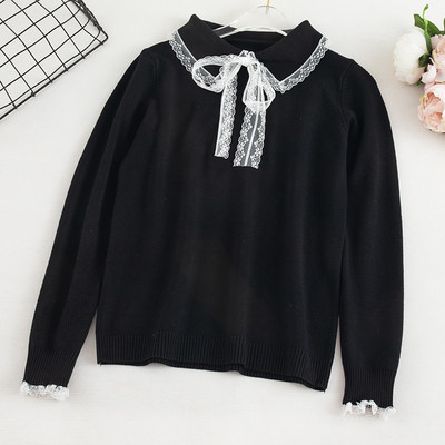 Casual γυναικείο πουλόβερ με κορδέλα και κολάρο σε διάφορα χρώματα