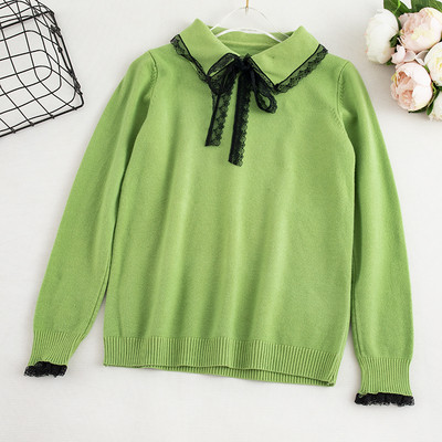 Casual γυναικείο πουλόβερ με κορδέλα και κολάρο σε διάφορα χρώματα