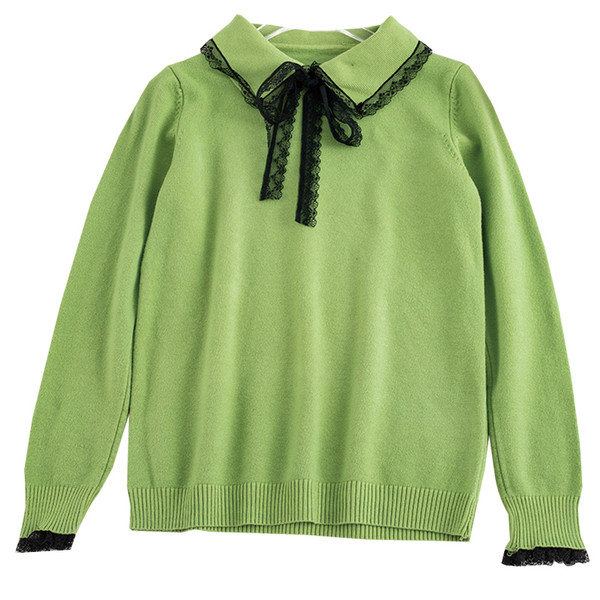 Casual γυναικείο πουλόβερ με κορδέλα και κολάρο σε διάφορα χρώματα
