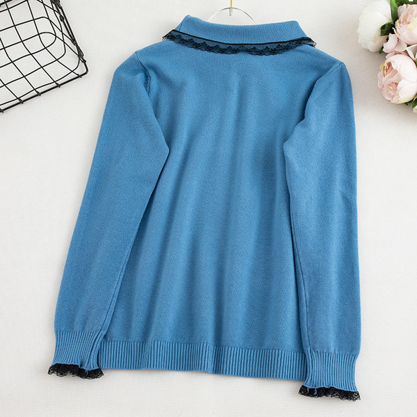 Casual γυναικείο πουλόβερ με κορδέλα και κολάρο σε διάφορα χρώματα