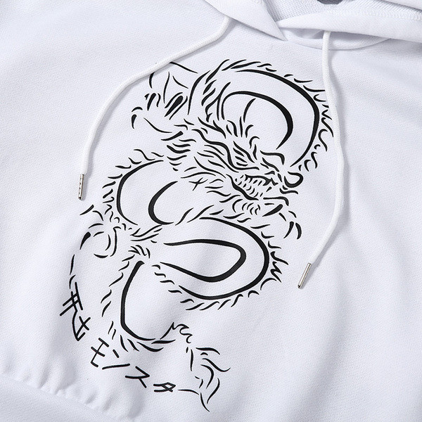 Μοντέρνα γυναικεία μπλούζα με κουκούλα και εφαρμογή σε λευκό χρώμα