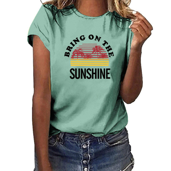 Tricou de dama modern cu decolteu O si imprimeu in mai multe culori