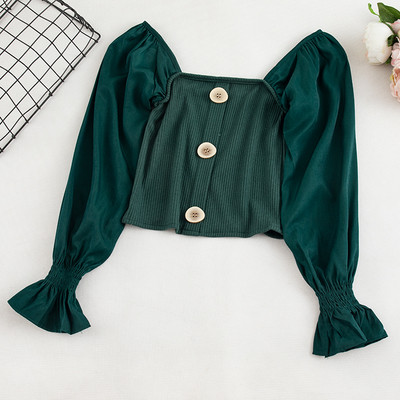 Καθημερινή γυναικεία μπλούζα με κουμπιά και γυμνά ώμους σε τρία χρώματα