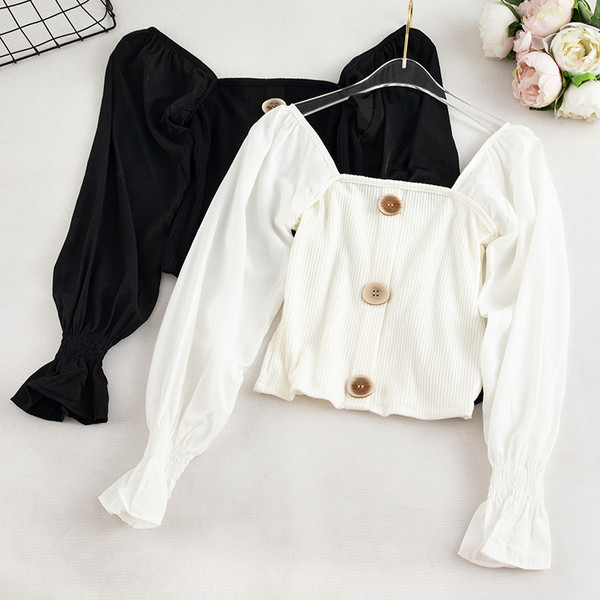 Καθημερινή γυναικεία μπλούζα με κουμπιά και γυμνά ώμους σε τρία χρώματα