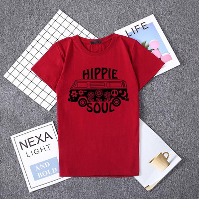 Καθημερινή γυναικεία μπλούζα με εκτύπωση και κοντό μανίκι σε διάφορα χρώματα