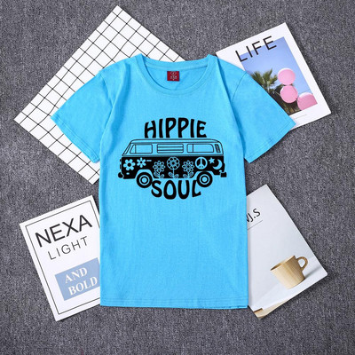 Καθημερινή γυναικεία μπλούζα με εκτύπωση και κοντό μανίκι σε διάφορα χρώματα