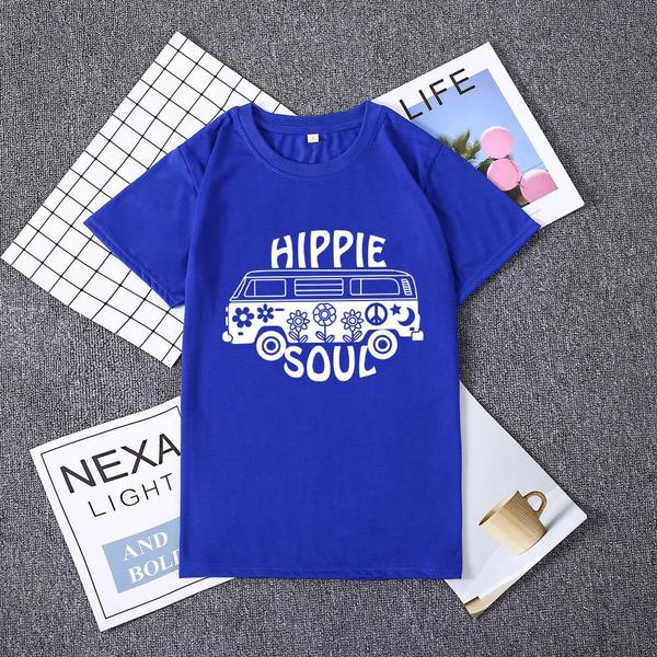 Καθημερινή γυναικεία μπλούζα με εκτύπωση και κοντό μανίκι σε διάφορα χρώματα