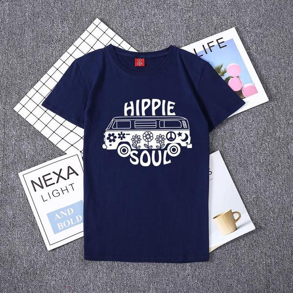 Καθημερινή γυναικεία μπλούζα με εκτύπωση και κοντό μανίκι σε διάφορα χρώματα