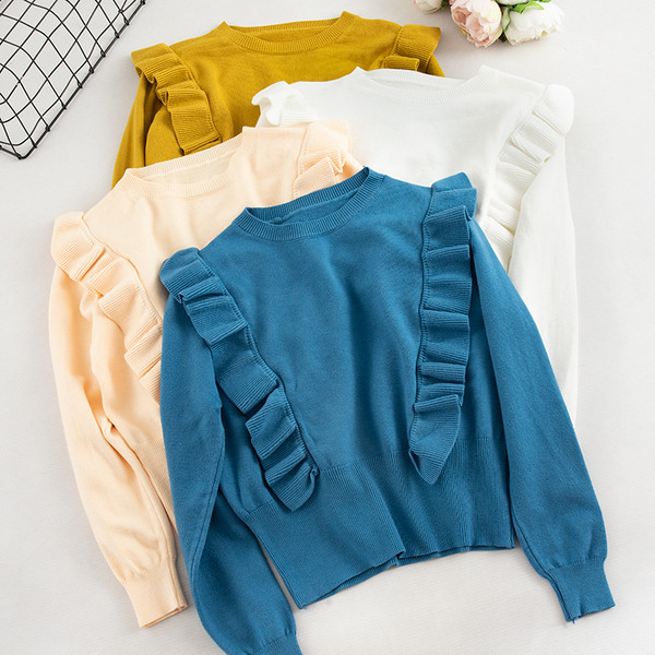 Alkalmi női pulóver fürtökkel és hosszú ujjú több színben